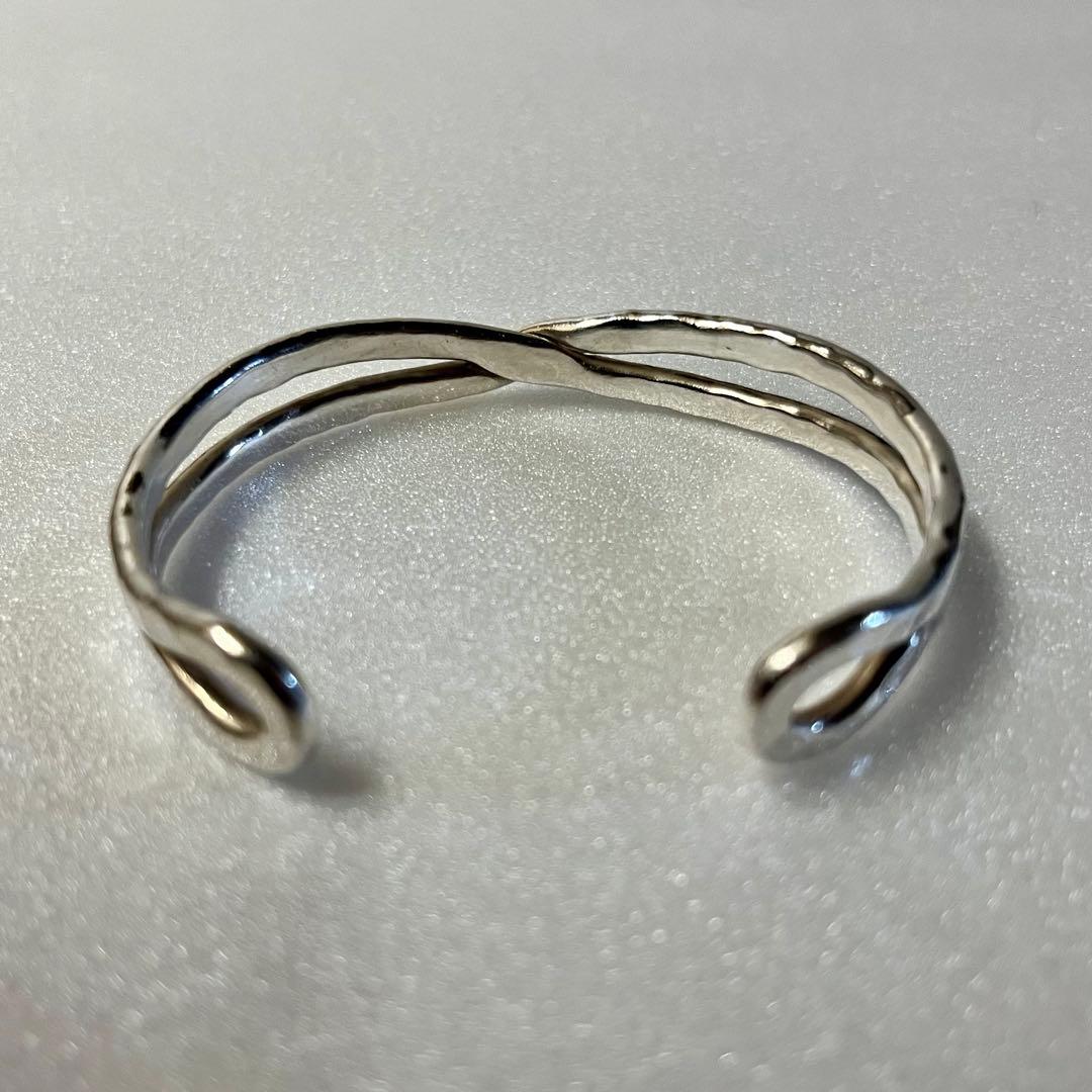 市松 シルバー980 クロスバングル【イニシャルなし】