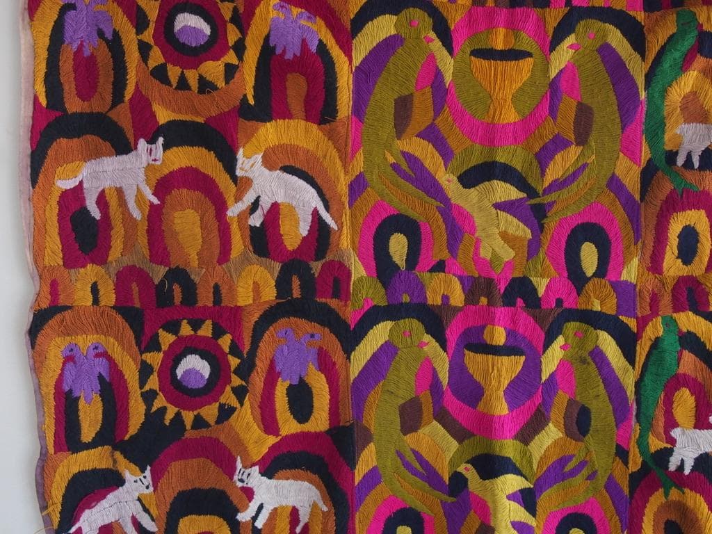 グアテマラ パツン村のパヤ 12枚継ぎタペストリー 70年代ヴィンテージ品