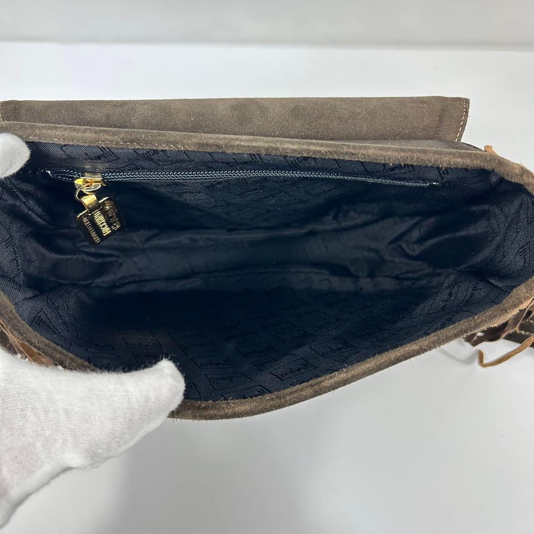 希少 MOSCHINO スエード フリンジ ショルダーバッグ ギャランティー付き