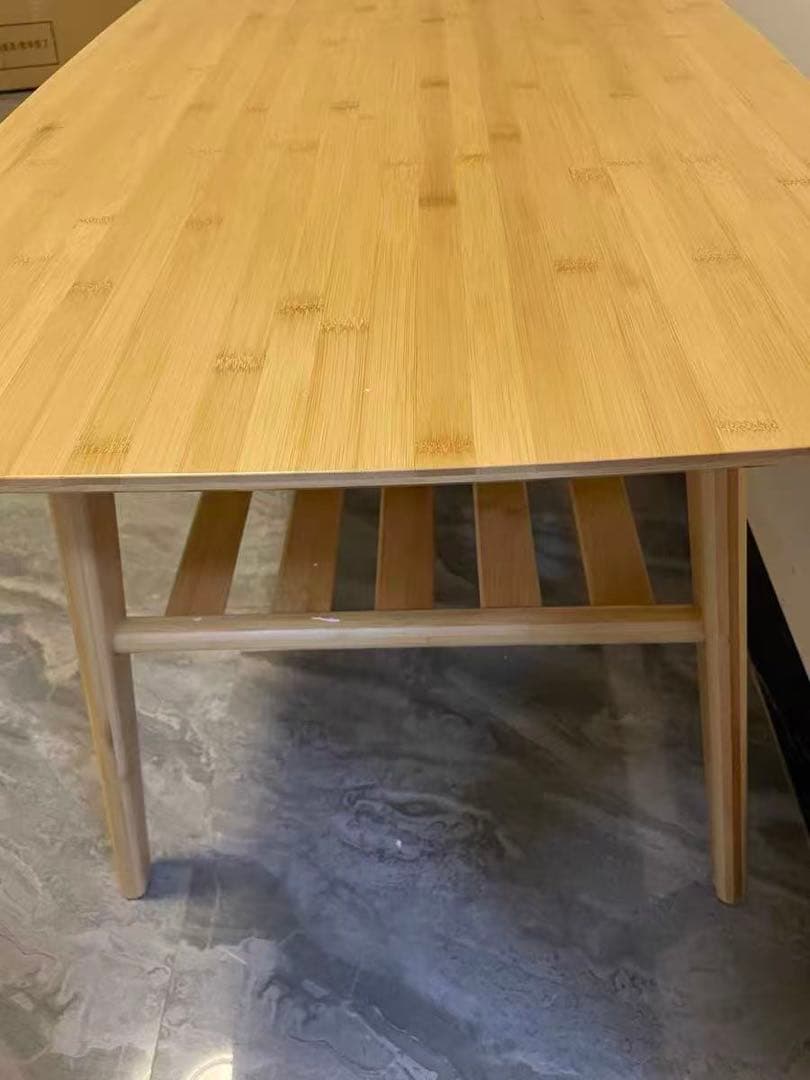 テーブル　リビングルーム用　木製　物置き付き