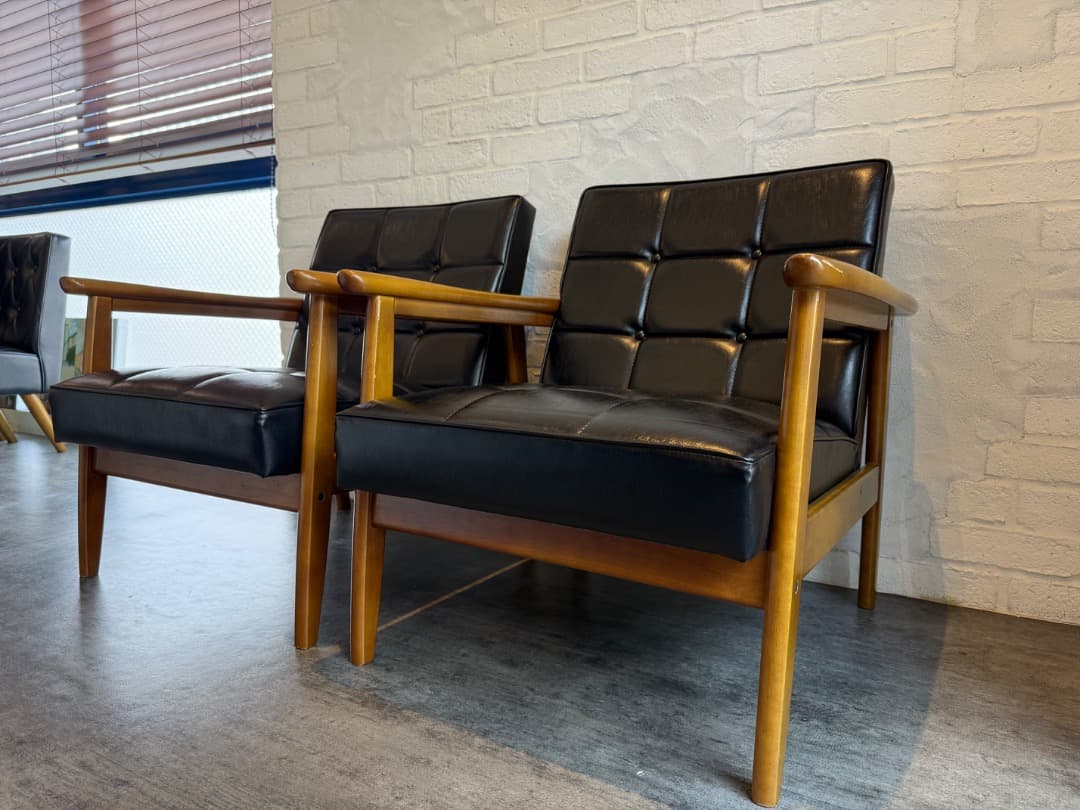 カリモク60 Kチェア 1シーター (ブラック)・2脚セット