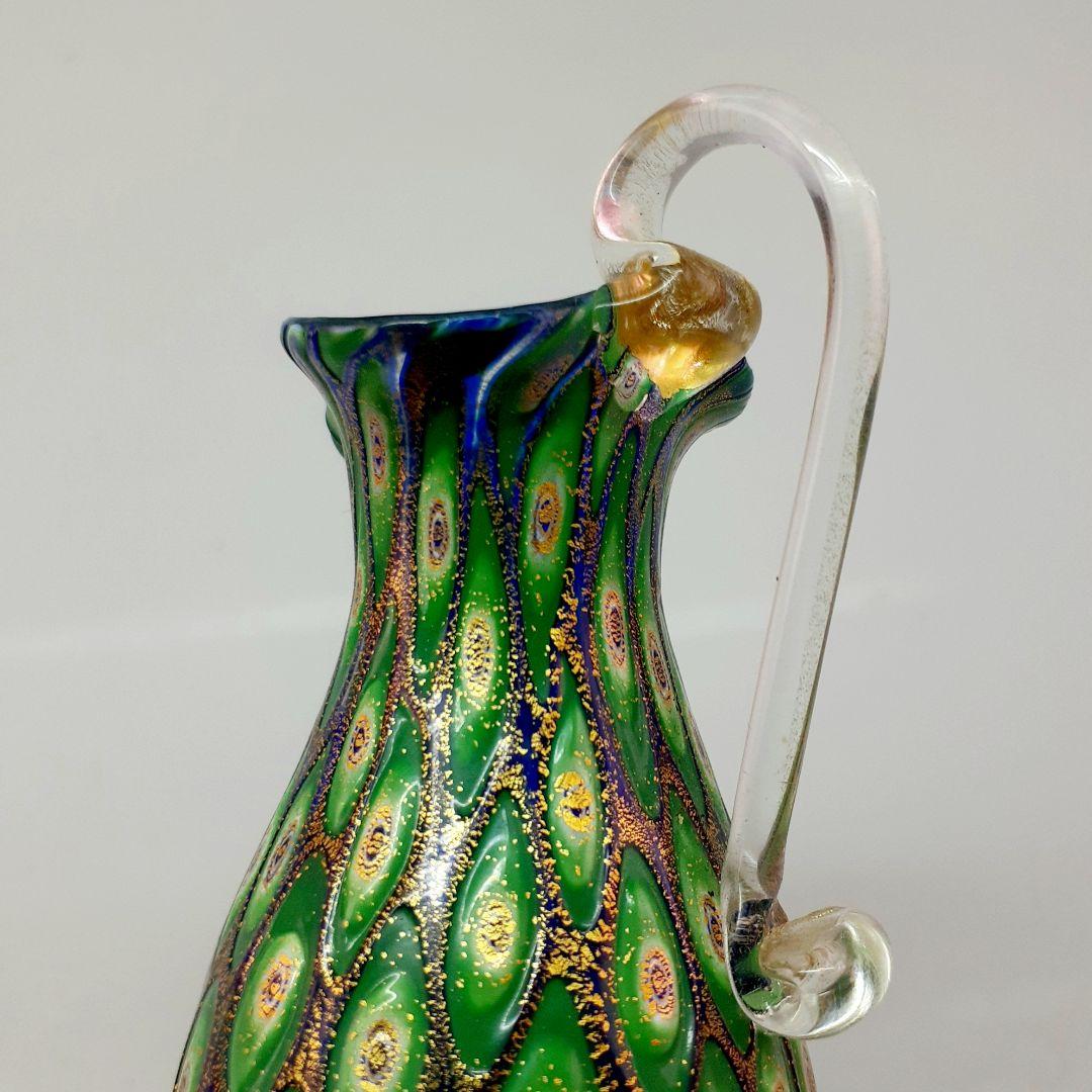 MURANO ムラノ 金彩 グリーン ミルフィオリ ミルクピッチャー