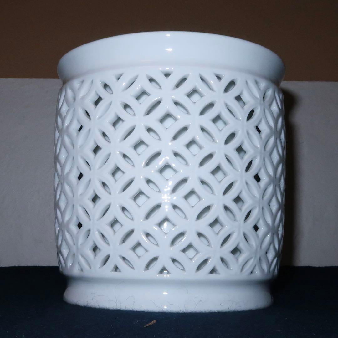 【茶道具】加藤藤城作　白磁七宝透皆具