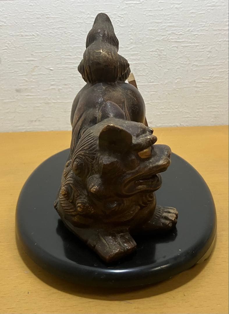 【置物】祝獅子　獅子　彫刻　縁起物　魔除け　昭和レトロ　アンティーク