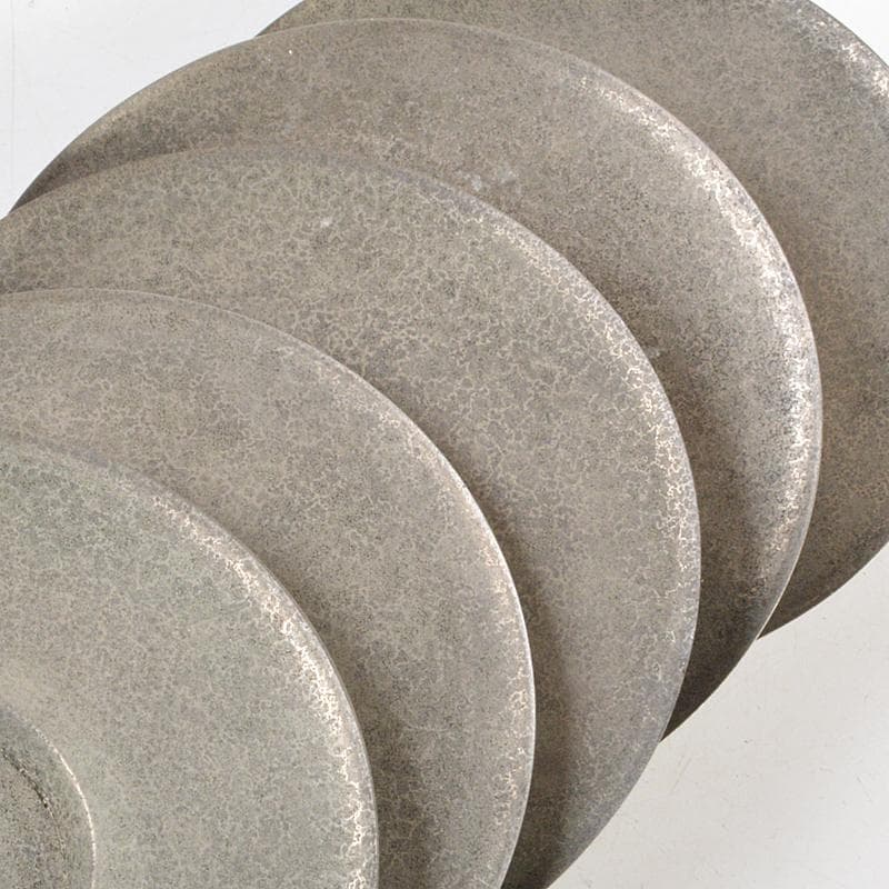 taka　竹影堂榮眞造　唐物錫円式茶托五客　依求晃写　共箱　M　R7347