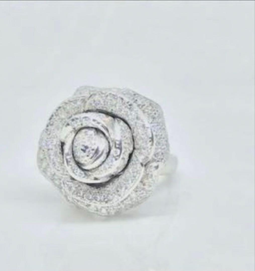 pt900豪華プラチナ 薔薇ローズダイヤモンドリング