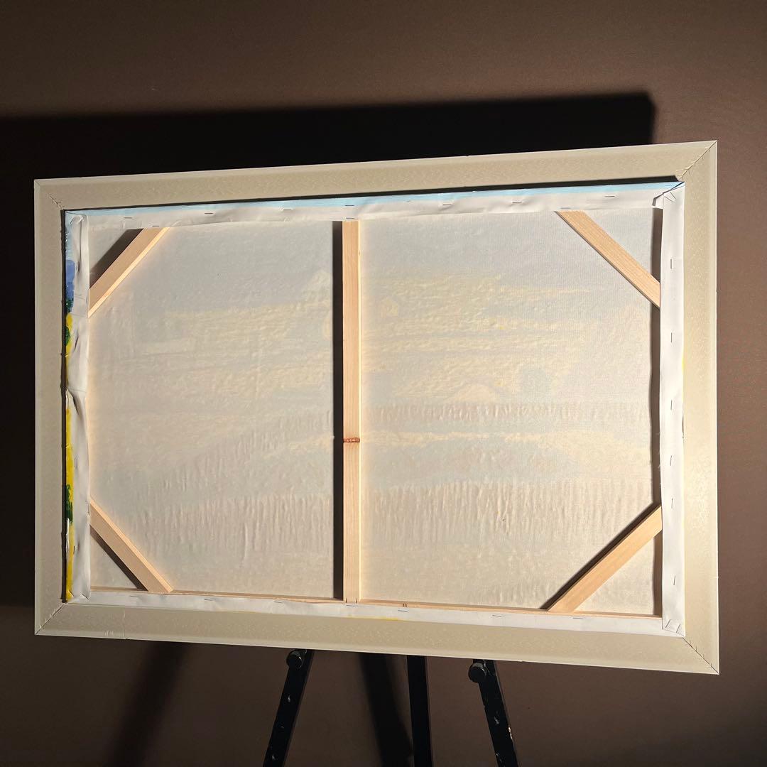 ★特大秀作★手書き油絵 ゴッホ ラ・クローの収穫 肉筆絵画 額付き 油彩画