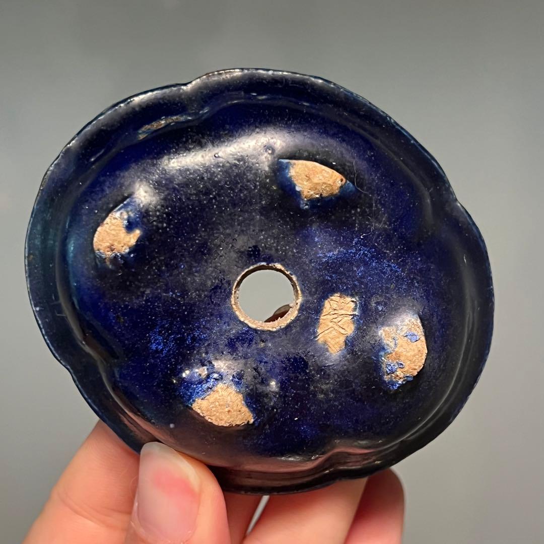 713.夢陶 琉璃釉木瓜鉢 盆栽鉢 植木鉢 8.5*7.6*2.5cm