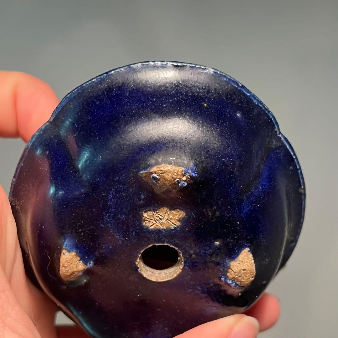 713.夢陶 琉璃釉木瓜鉢 盆栽鉢 植木鉢 8.5*7.6*2.5cm