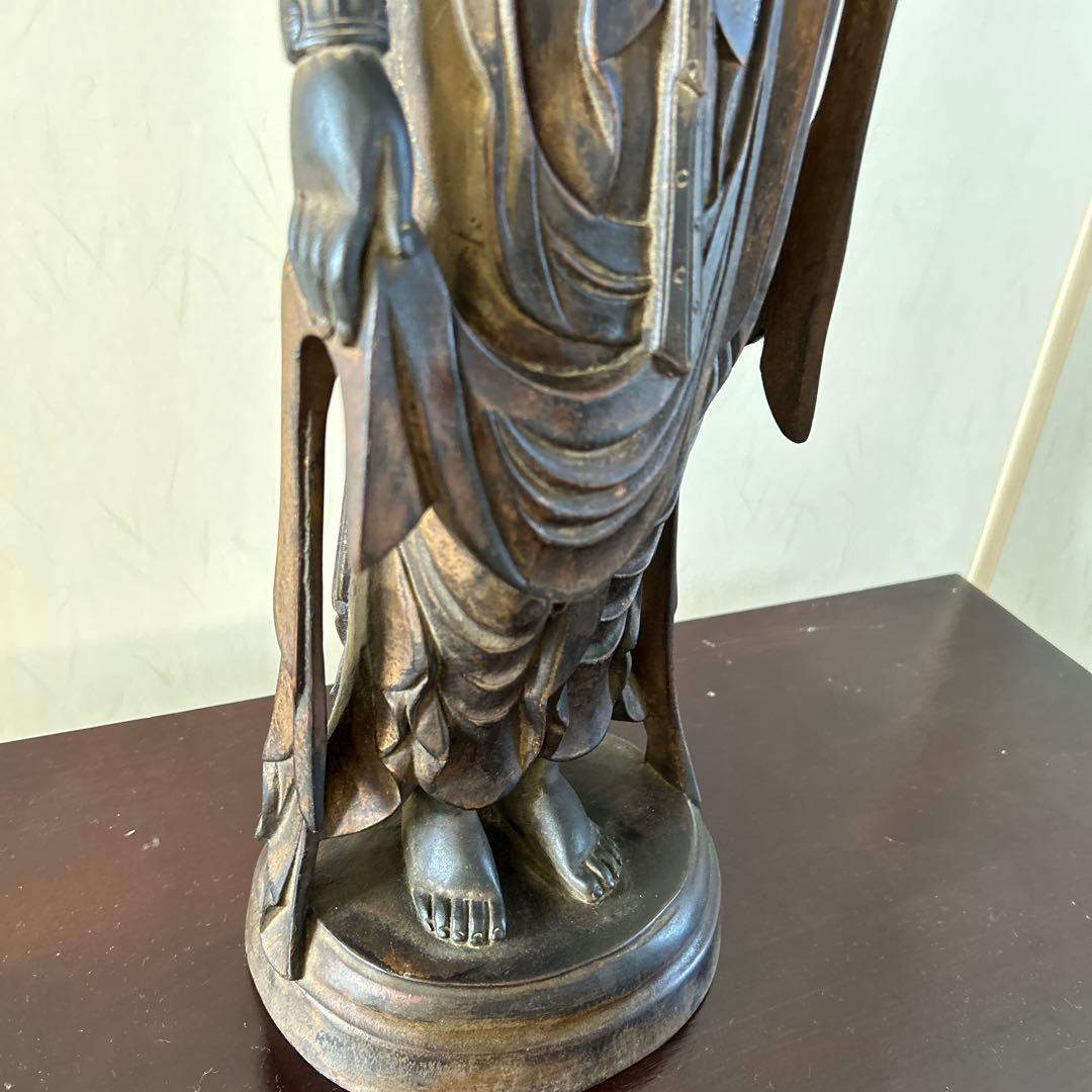 【骨董品】　大型　聖観音菩薩像　62センチ　木彫り　仏像