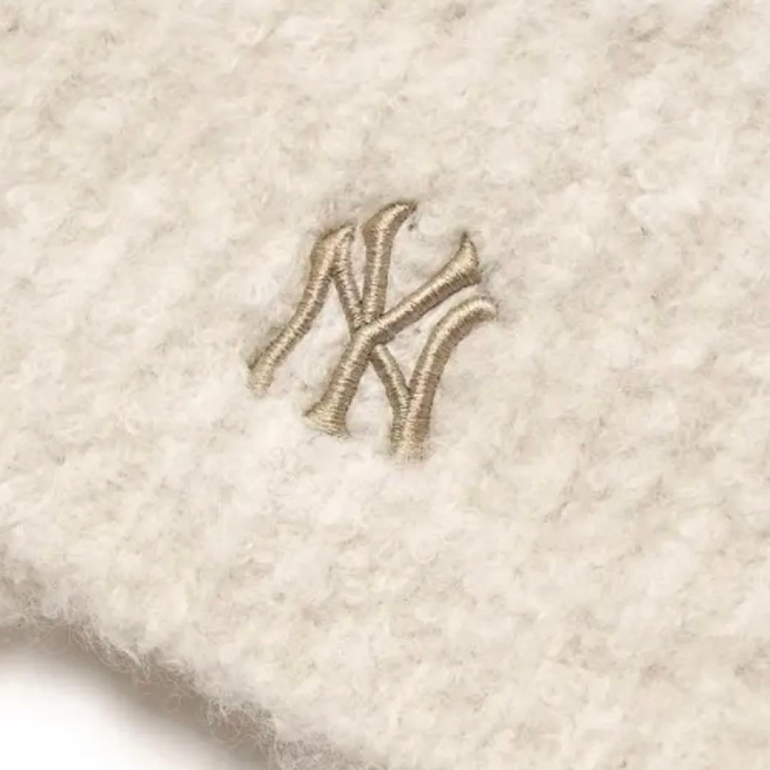 韓国限定 MLB カリナ 着用 猫耳 ミャオン ビーニー 紐付 ホワイト 白