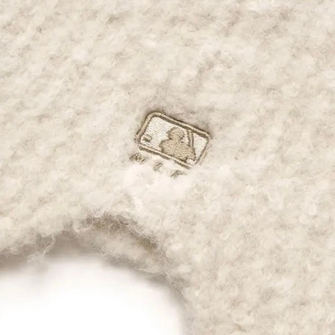 韓国限定 MLB カリナ 着用 猫耳 ミャオン ビーニー 紐付 ホワイト 白