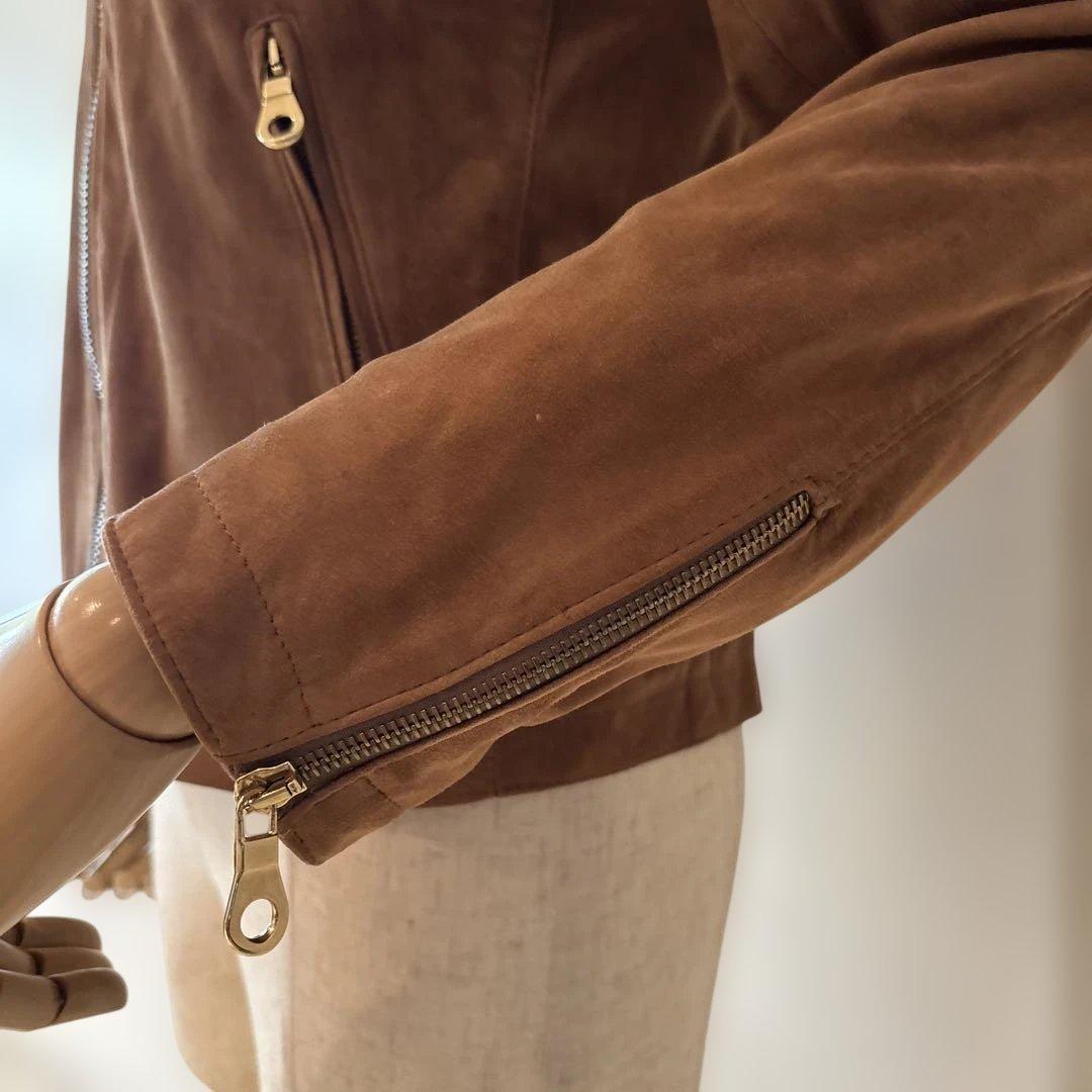 チンクアンタ／襟付きシングルライダース／H503／ブラウン／44