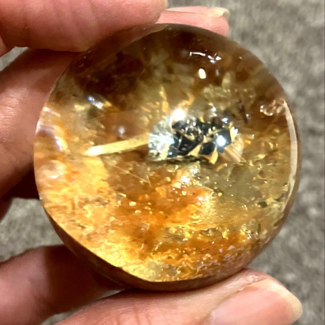 ゴールドルチルクォーツ　丸玉　スフィア　2点　金針水晶　パワーストーン