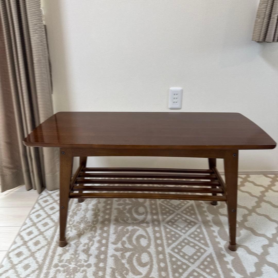 カリモク60 ブラウン 木製 シンプルデザイン ローテーブル 下部棚付き