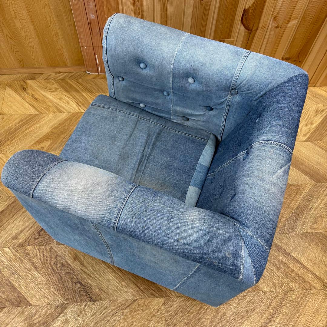 【今月まで‼️】デニム スタッズ　シングルソファ