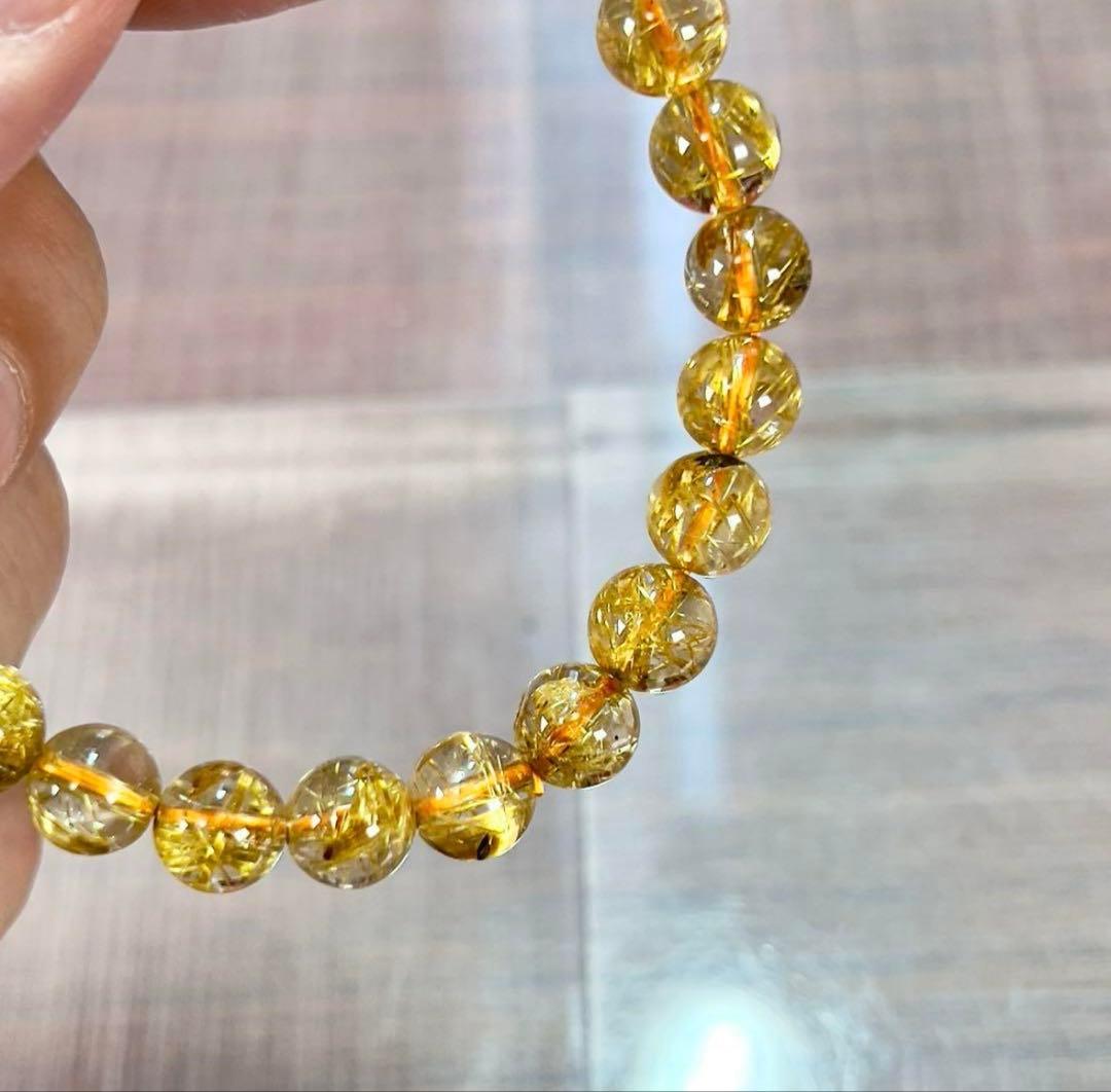【リョ〜 】最高級 ゴールドルチルクォーツ ブレスレット 8.2mm 財運