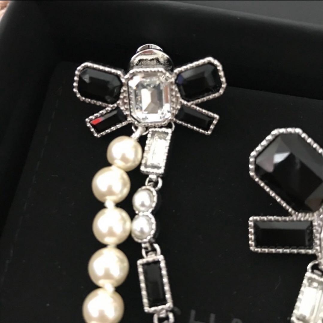 新品未使用 シャネル リボン ビジュー パール ブローチ 豪華