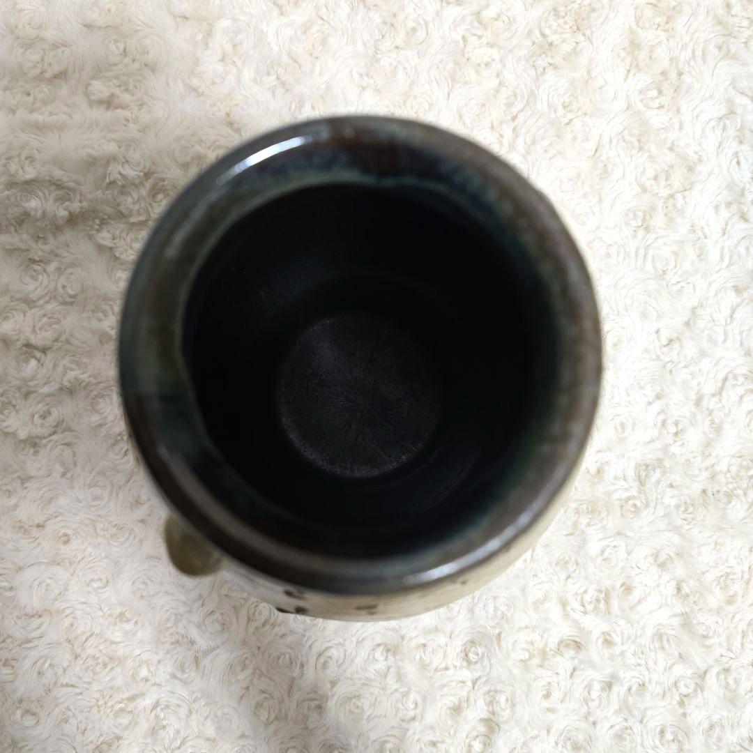 ⑨宮城三成 指描き紋 大花 中型壺 やちむん 沖縄 珍