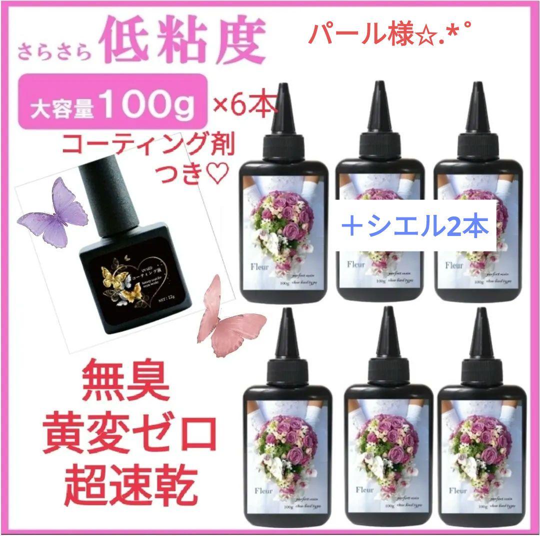 専用レジン液 フルール6本、シエル2本、コーティング剤つき✩.*˚