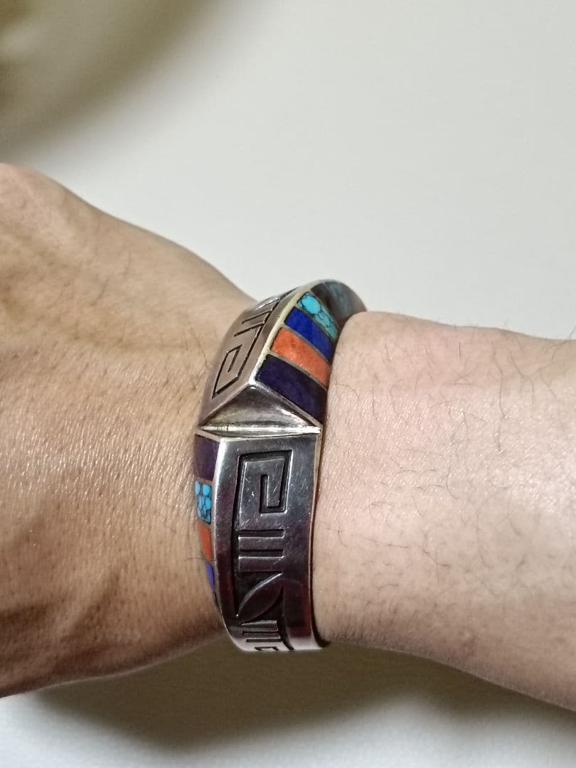 ロンパーカー インレイ×オーバーレイ バングル　ナバホ NAVAJO