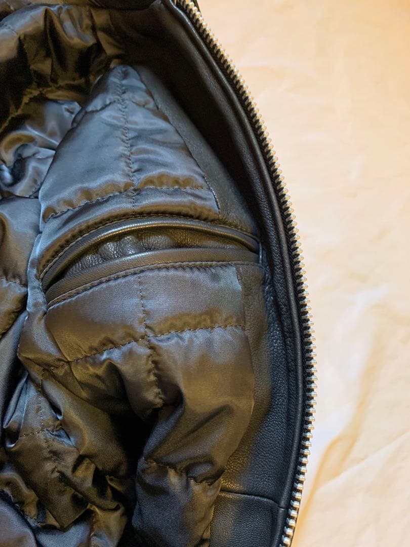 【NVRFRGT】Leather Paneled Zip Up Jacket新品