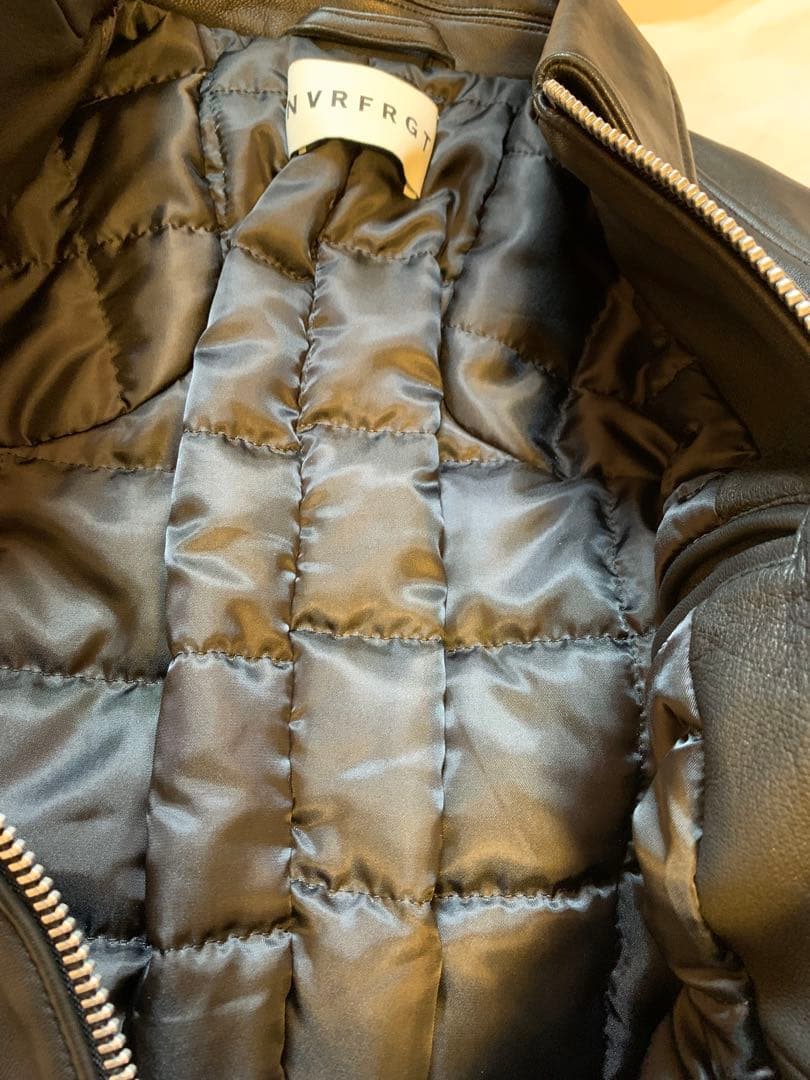 【NVRFRGT】Leather Paneled Zip Up Jacket新品