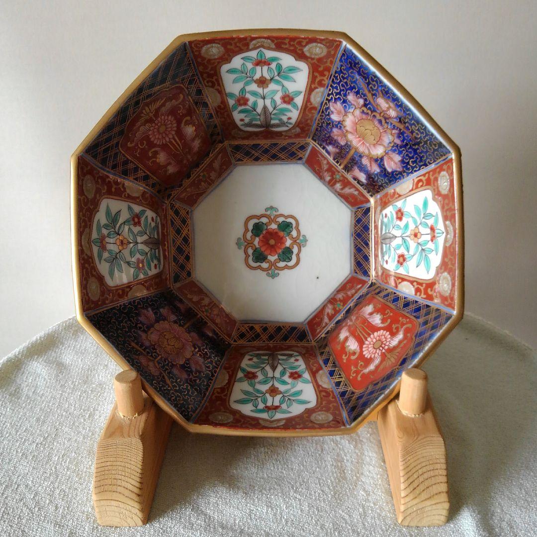 古伊万里　染錦草花　鉢