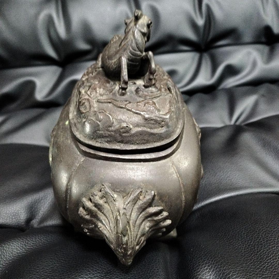 古美術 銘有 銅製 香炉 麒麟 鳳凰 骨董 アンティーク