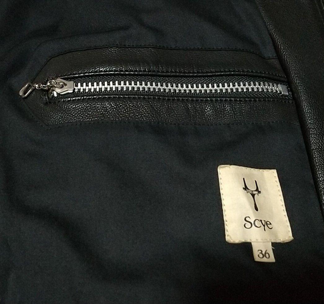 Scye シングルライダースジャケット サイ 黒 ブラック 山羊革 ゴートスキン