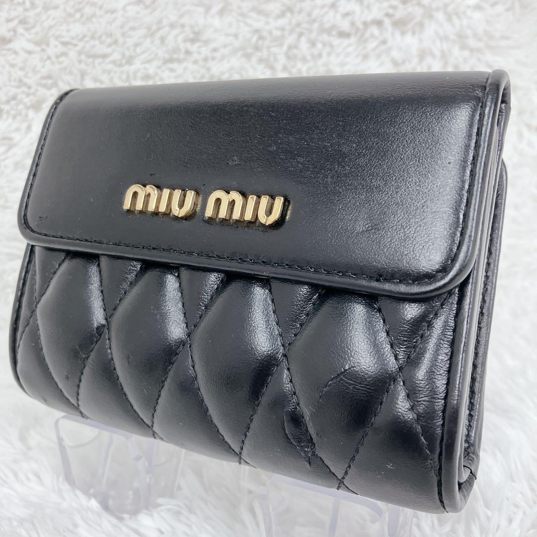 専用FRID搭載✨ミュウミュウ 折り財布 5ML002 マテラッセ 黒 ゴールド