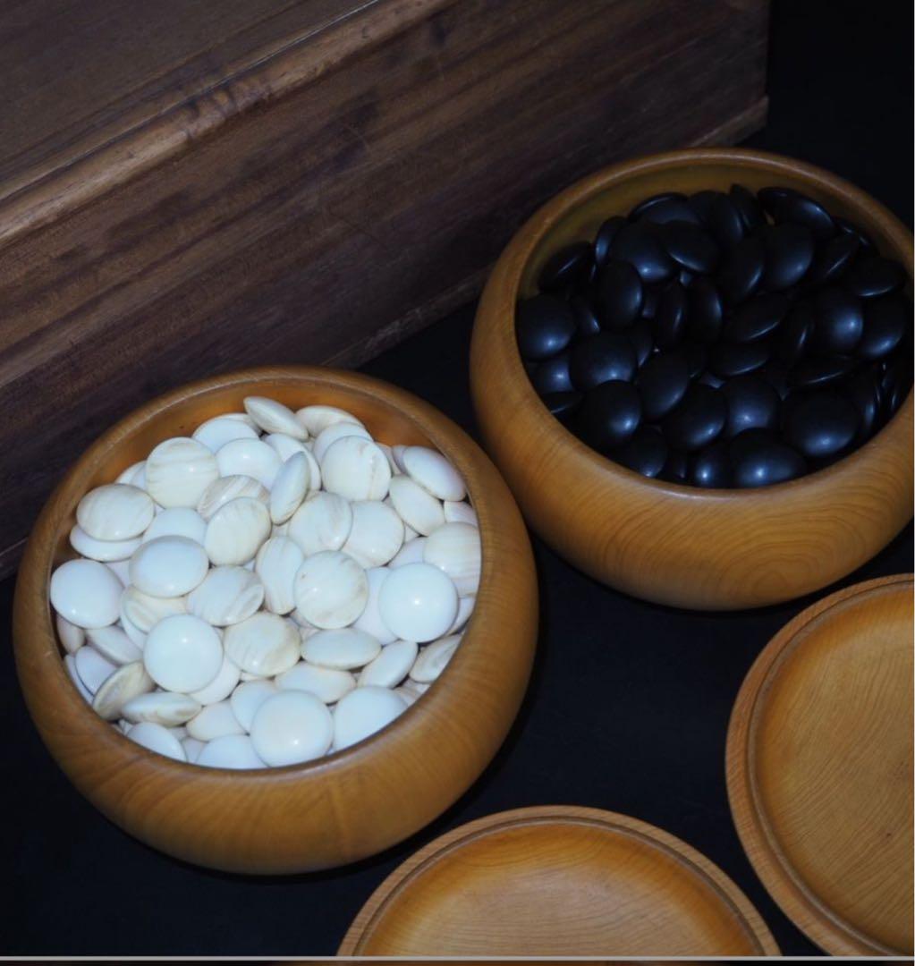 送料無料　日向特産　日向スワブデ蛤碁石33号・碁笥セット　旧家蔵出