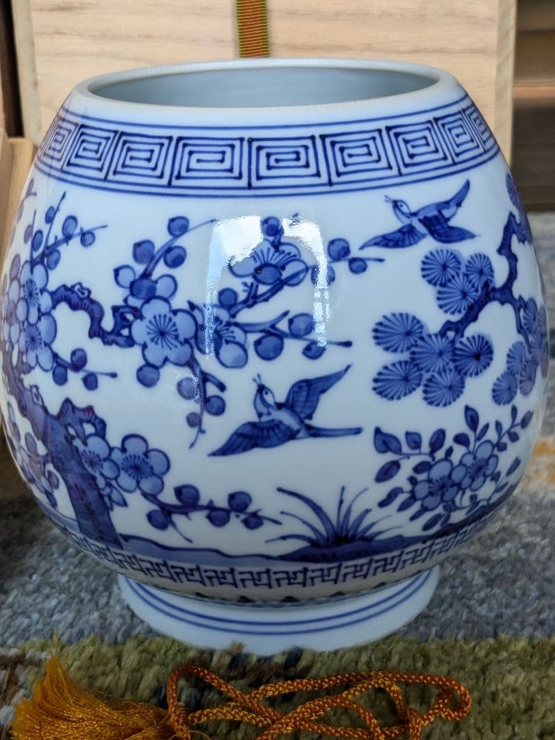 【最終お値下げ】【上作】五代三浦竹泉　染付芋頭水指　鵬雲斎書付