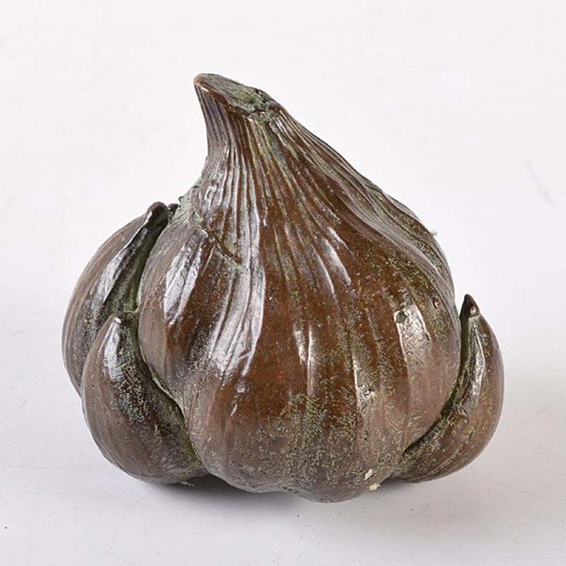 金工名品　古銅宣徳銅　大蒜　置物　紙鎮　在銘　C　8330E