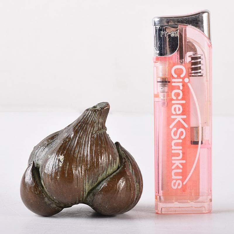 金工名品　古銅宣徳銅　大蒜　置物　紙鎮　在銘　C　8330E