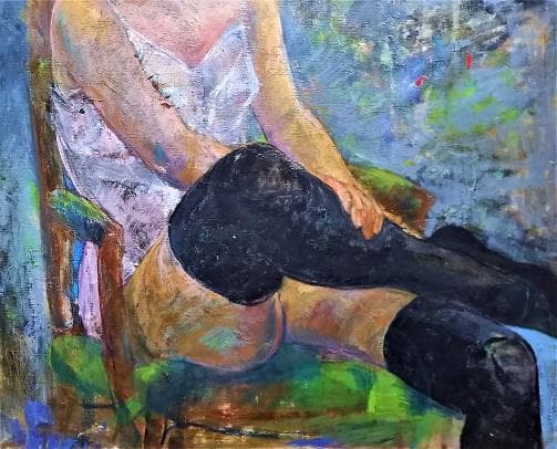 作者不詳　氏原？　「女性像」　技巧的に実力がある油彩画　　F２０号