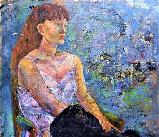 作者不詳　氏原？　「女性像」　技巧的に実力がある油彩画　　F２０号