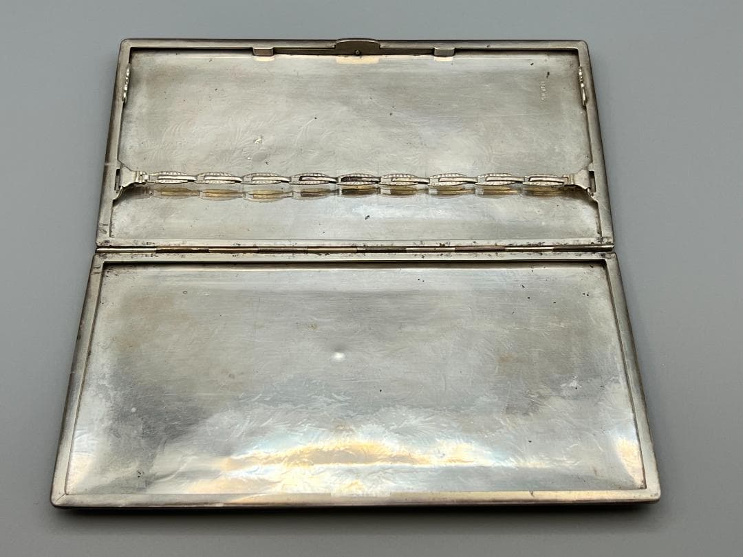 SILVER　刻印　草文　両面手彫　シガレットケース　煙草入れ　銀製品　162g