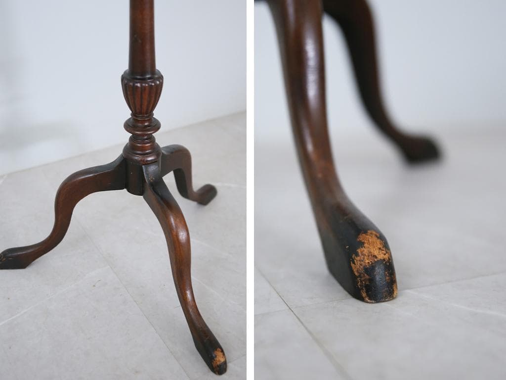 英国アンティーク木製ワインテーブル/サイドテーブル/丸机/飾り棚(89-30-2