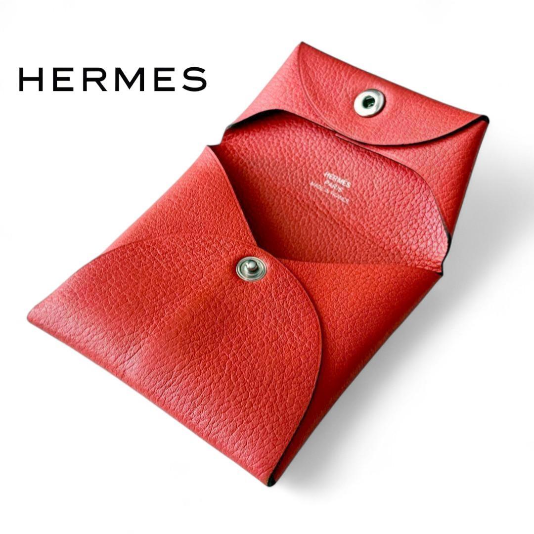 美品 C刻印『エルメス』バスティア オレンジフィールド ケース 小銭入れ