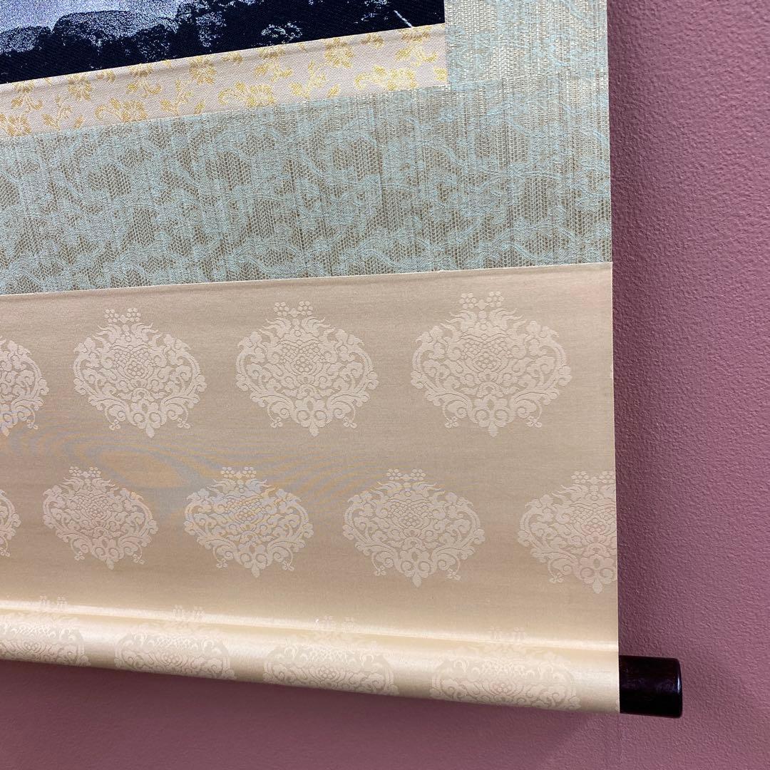 美品 掛け軸 西陣織 那智の滝 観音出現図 太巻き付 西国三十三所