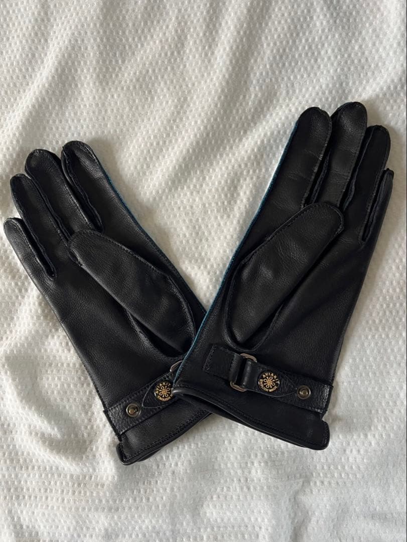 ルイスレザー　本革手袋 ブラック ブルー M