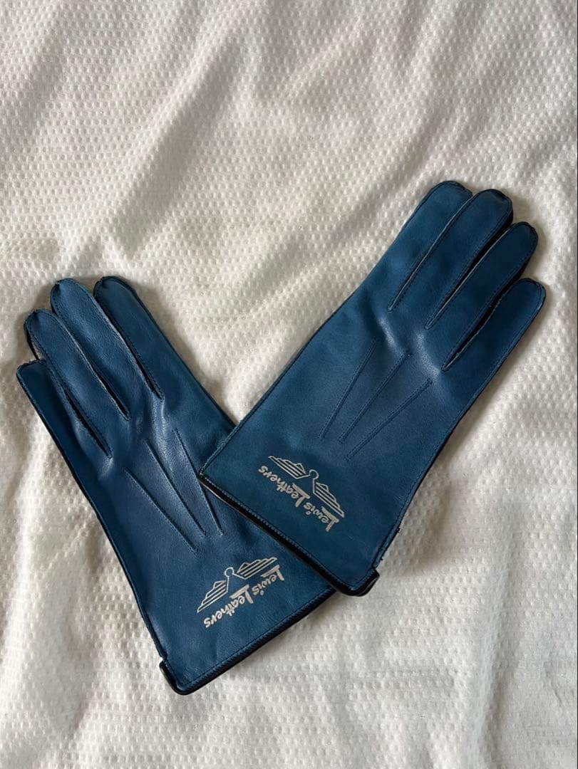 ルイスレザー　本革手袋 ブラック ブルー M