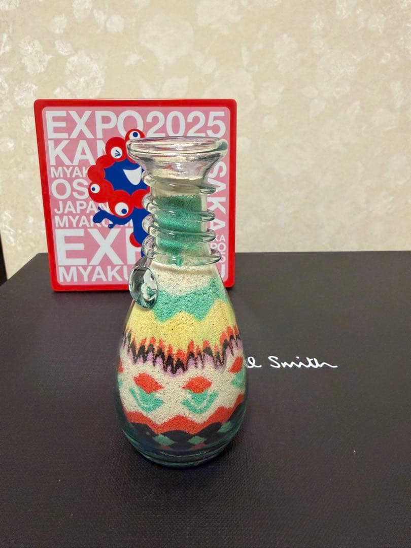 大阪万博ヨルダン館のサンドアート！ 花柄デザイン。