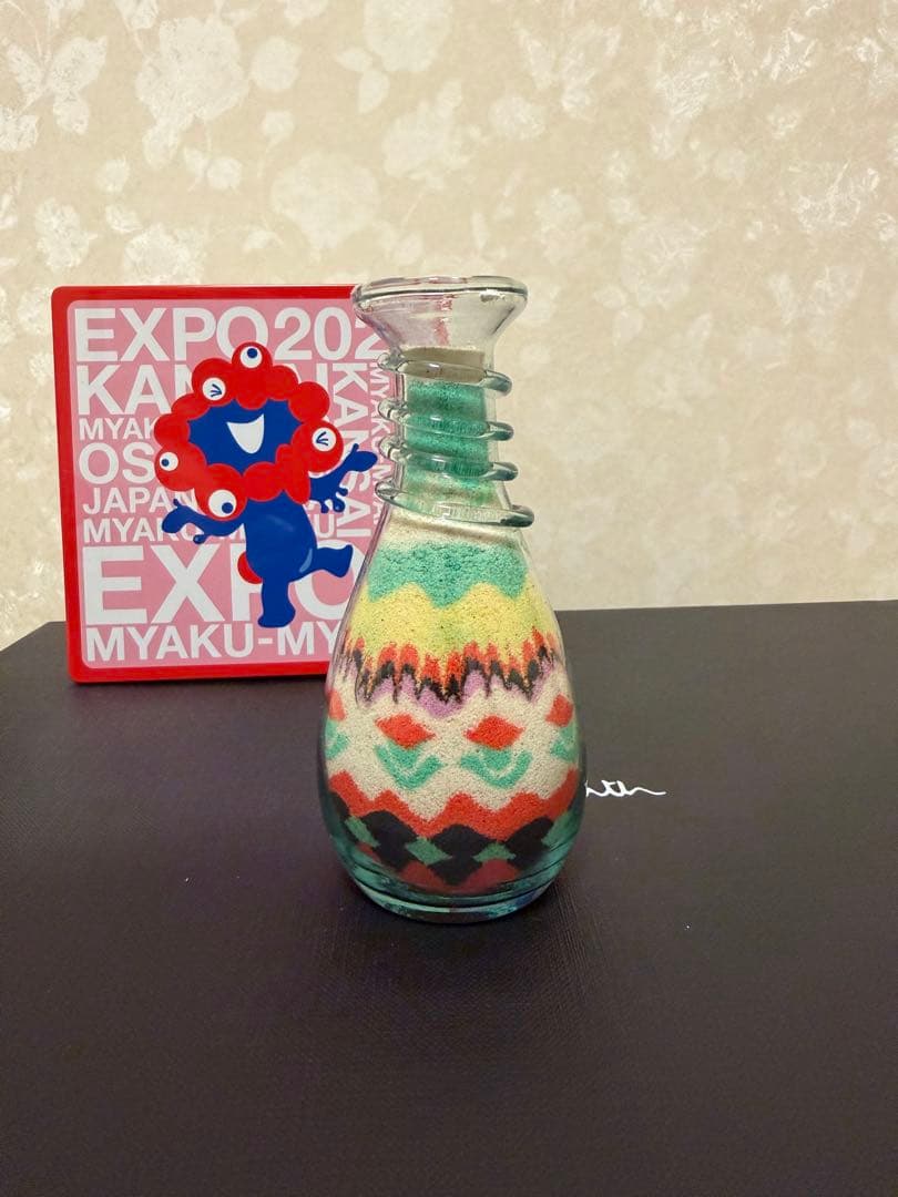 大阪万博ヨルダン館のサンドアート！ 花柄デザイン。