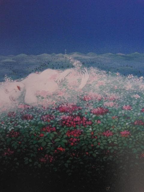 石踊達哉、【花伝説】、希少な額装用画集より、新品額装付、状態良好