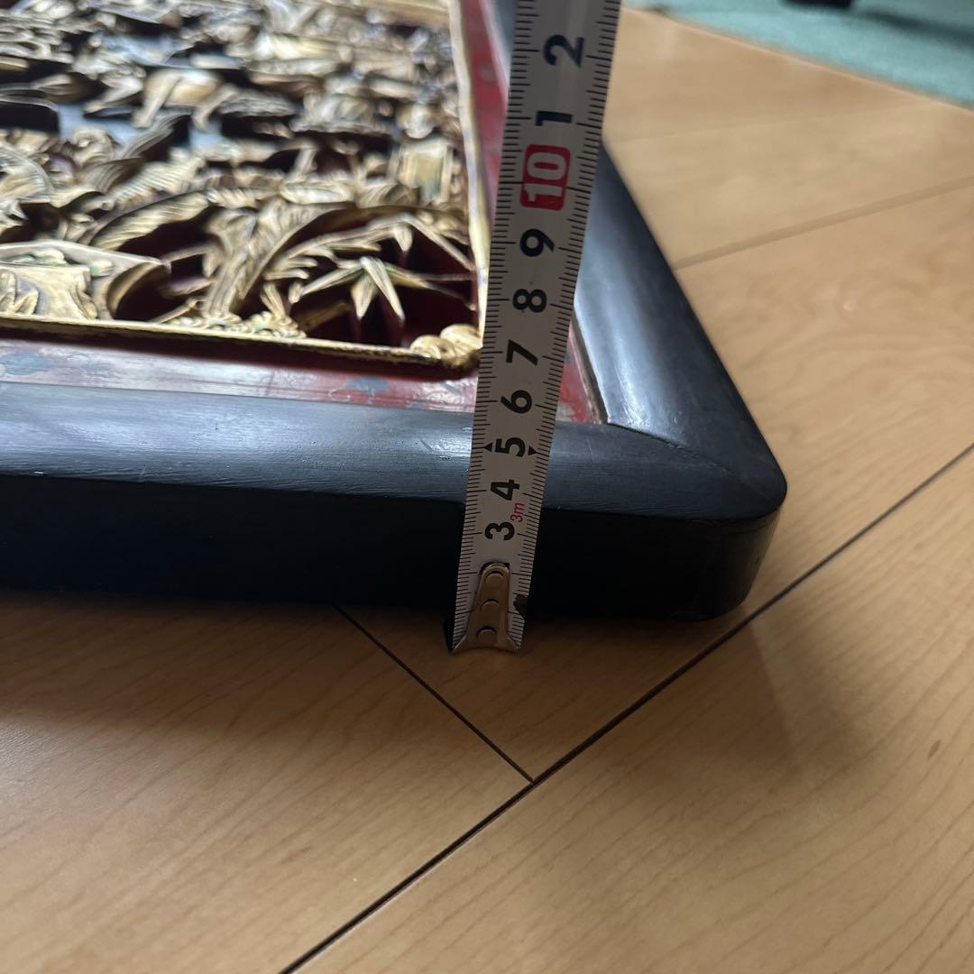 希少　骨董品　金彩　木彫　清時代　民国　大型　壁飾り　唐木