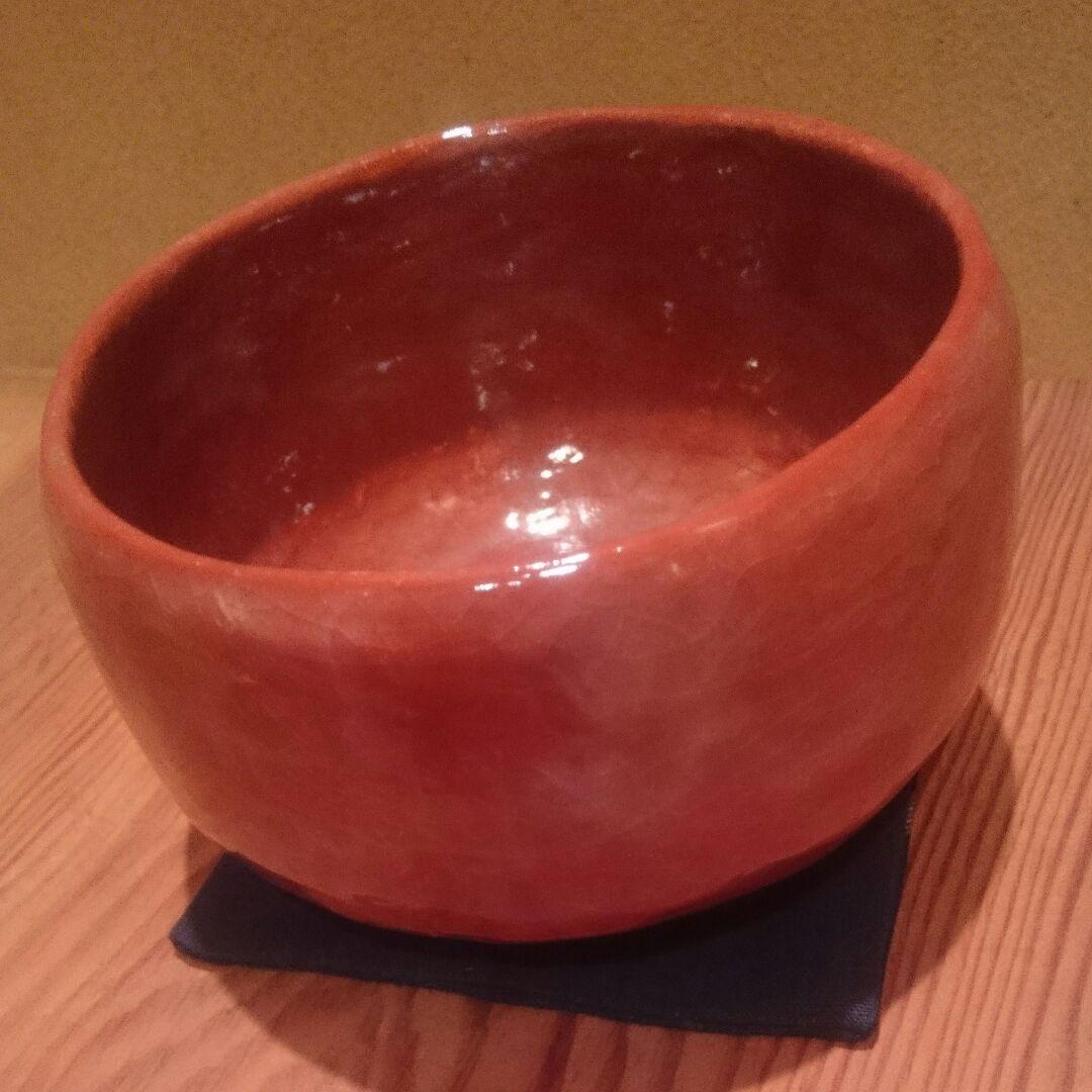 名品【銘 白雲】古門堂 赤楽茶碗 + 蓋置 安来 清水寺