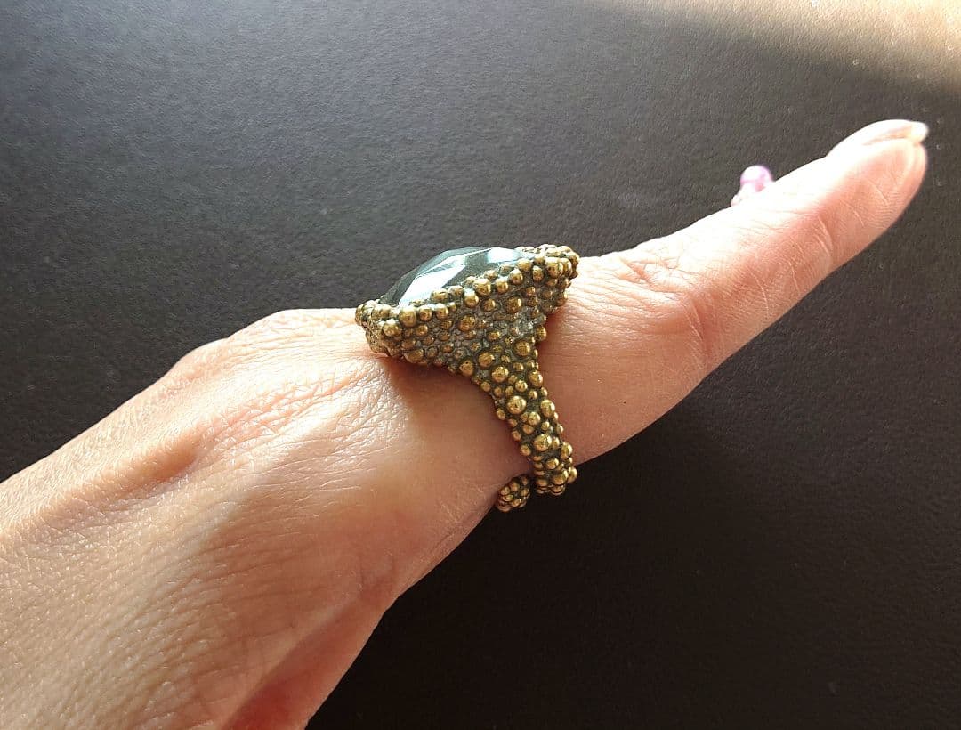 天然石ゴールドトーンリング10号