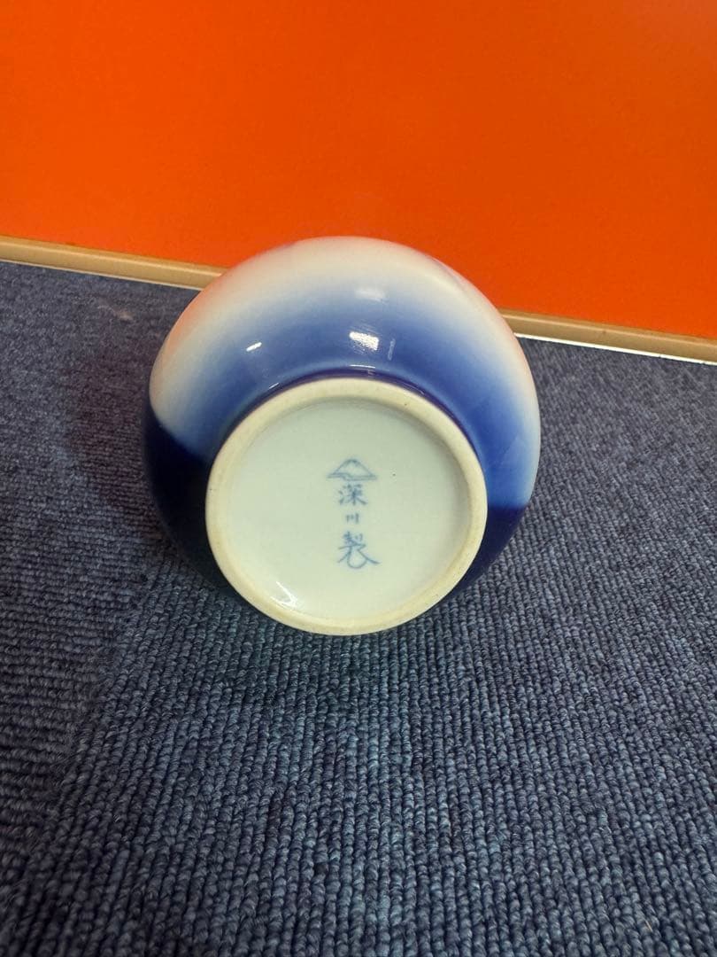 1833 深川製磁　金縁鶴文鶴首花瓶　花入れ